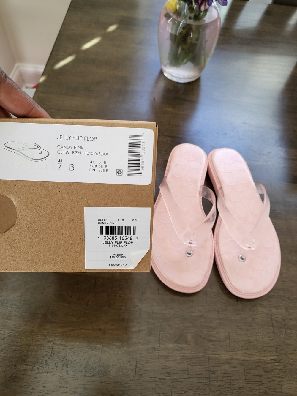 Coach Candy Pink Jelly Flip Flop Sandals with Clear Thong Strap